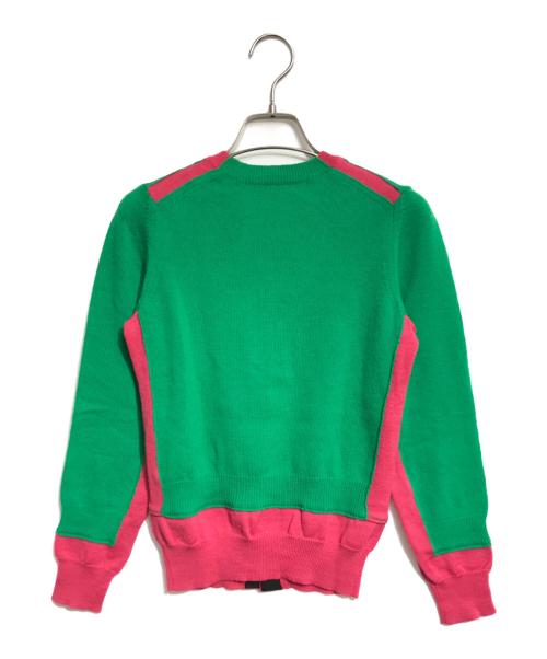COMME des GARCONS（コムデギャルソン）COMME des GARCONS (コムデギャルソン) バイカラーニットカーディガン グリーン×ピンク サイズ:表記なしの古着・服飾アイテム