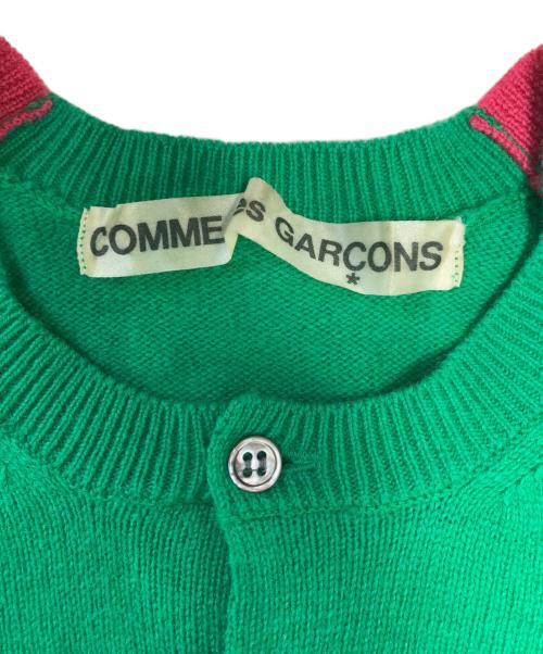 COMME des GARCONS（コムデギャルソン）COMME des GARCONS (コムデギャルソン) バイカラーニットカーディガン グリーン×ピンク サイズ:表記なしの古着・服飾アイテム