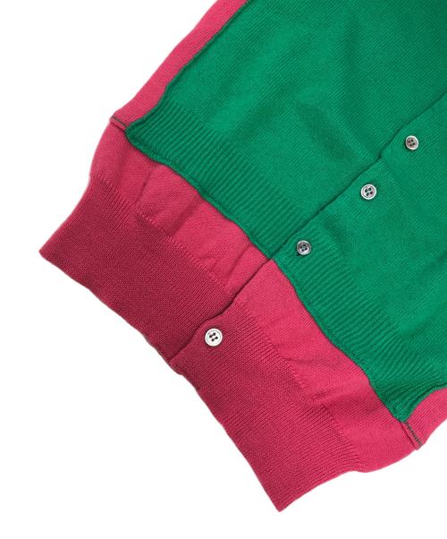 COMME des GARCONS（コムデギャルソン）COMME des GARCONS (コムデギャルソン) バイカラーニットカーディガン グリーン×ピンク サイズ:表記なしの古着・服飾アイテム