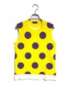 tricot COMME des GARCONSトリココムデギャルソン）の古着「ドット柄ノースリーブTシャツ」｜イエロー