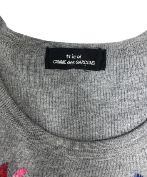 tricot COMME des GARCONS（トリココムデギャルソン）tricot COMME des GARCONS (トリココムデギャルソン) 異素材切替花柄ロングスリーブカットソー グレー×ネイビー サイズ:表記なしの古着・服飾アイテム