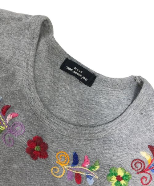 tricot COMME des GARCONS（トリココムデギャルソン）tricot COMME des GARCONS (トリココムデギャルソン) 異素材切替花柄ロングスリーブカットソー グレー×ネイビー サイズ:表記なしの古着・服飾アイテム