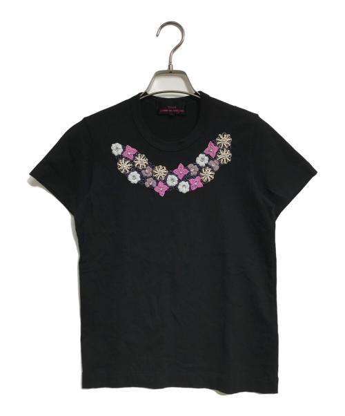 tricot COMME des GARCONS（トリココムデギャルソン）tricot COMME des GARCONS (トリココムデギャルソン) 花柄装飾Tシャツ ブラック サイズ:Sの古着・服飾アイテム