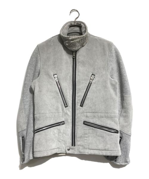 eYe COMME des GARCONS JUNYAWATANABE MAN（アイ コム デ ギャルソン ジュンヤ ワタナベ マン）eYe COMME des GARCONS JUNYAWATANABE MAN (アイ コム デ ギャルソン ジュンヤ ワタナベ マン) スリーブ切替ムートンジャケット グレー サイズ:XSの古着・服飾アイテム