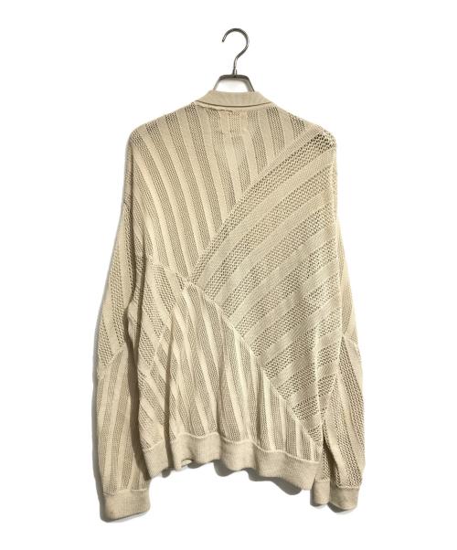 YOKE（ヨーク）YOKE (ヨーク) COTTON MESH STRIPE ZIP-UP CARDIGAN ベージュ サイズ:SIZE2の古着・服飾アイテム
