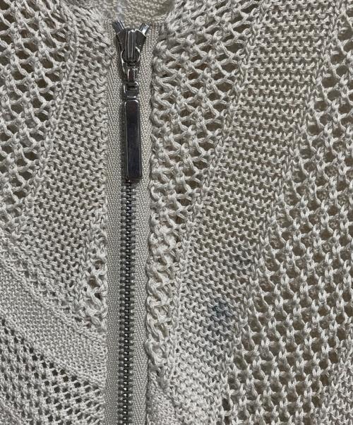 YOKE（ヨーク）YOKE (ヨーク) COTTON MESH STRIPE ZIP-UP CARDIGAN ベージュ サイズ:SIZE2の古着・服飾アイテム