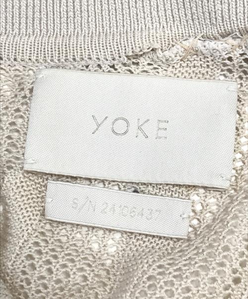 YOKE（ヨーク）YOKE (ヨーク) COTTON MESH STRIPE ZIP-UP CARDIGAN ベージュ サイズ:SIZE2の古着・服飾アイテム