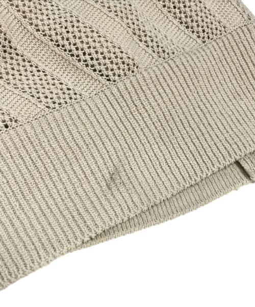 YOKE（ヨーク）YOKE (ヨーク) COTTON MESH STRIPE ZIP-UP CARDIGAN ベージュ サイズ:SIZE2の古着・服飾アイテム