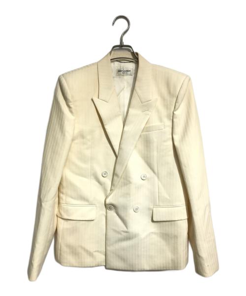 Saint Laurent Paris（サンローランパリ）Saint Laurent Paris (サンローランパリ) ウールストライプセットアップ アイボリー サイズ:ジャケットSIZE 48 パンツSIZE 46の古着・服飾アイテム