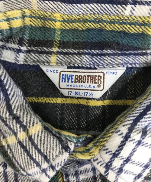 FIVE BROTHER（ファイブブラザー）FIVE BROTHER (ファイブブラザー) ネルシャツ ネイビー×ホワイト サイズ:XLの古着・服飾アイテム