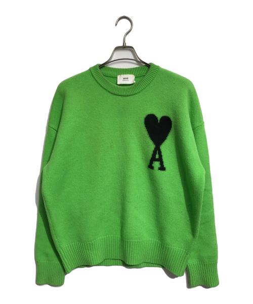 AMI PARIS（アミ パリス）AMI PARIS (アミ パリス) ハートロゴクルーネックニット グリーン サイズ:Mの古着・服飾アイテム