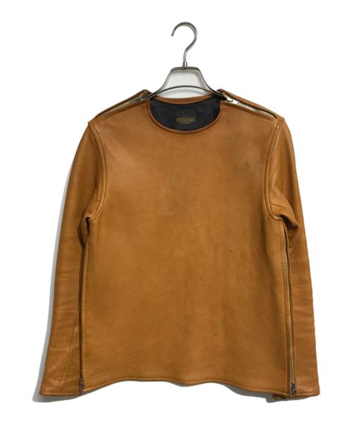 FINECR EEK&CO（ファインクリーク・アンド・コー）FINECR EEK&CO (ファインクリーク・アンド・コー) ディアスキンプルオーバーレザージャケット ブラウン サイズ:38の古着・服飾アイテム