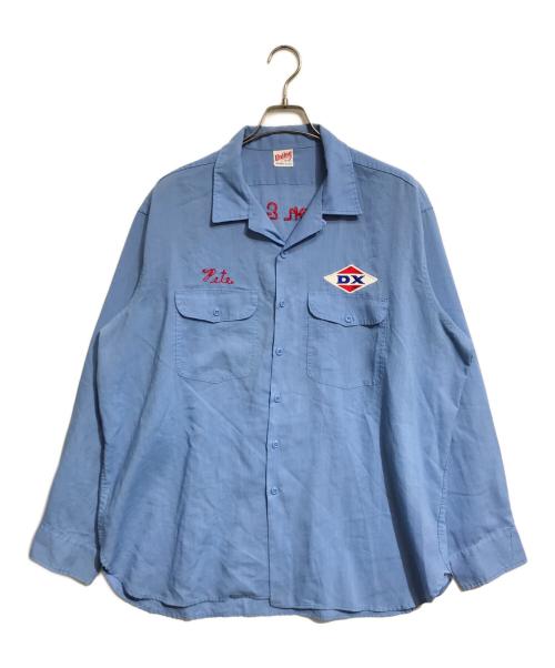 Unitog（ユニトグ）Unitog (ユニトグ) マチ付オープンカラワークーシャツ ネイビー サイズ:18-18 1/2の古着・服飾アイテム