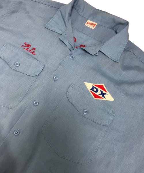 Unitog（ユニトグ）Unitog (ユニトグ) マチ付オープンカラワークーシャツ ネイビー サイズ:18-18 1/2の古着・服飾アイテム