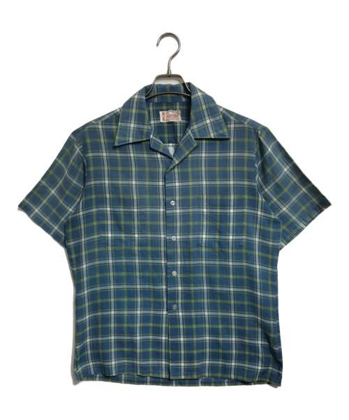 TOWN CRAFT（タウンクラフト）TOWN CRAFT (タウンクラフト) チェックオープンカラーシャツ ネイビー サイズ:Mの古着・服飾アイテム