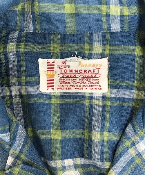 TOWN CRAFT（タウンクラフト）TOWN CRAFT (タウンクラフト) チェックオープンカラーシャツ ネイビー サイズ:Mの古着・服飾アイテム