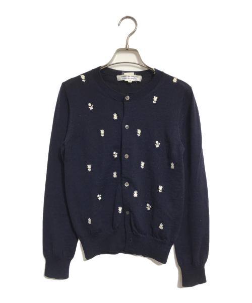 COMME des GARCONS COMME des GARCONS（コムデギャルソン コムデギャルソン）COMME des GARCONS COMME des GARCONS (コムデギャルソン コムデギャルソン) 花柄刺繍 ニットカーディガン ネイビー サイズ:Sの古着・服飾アイテム
