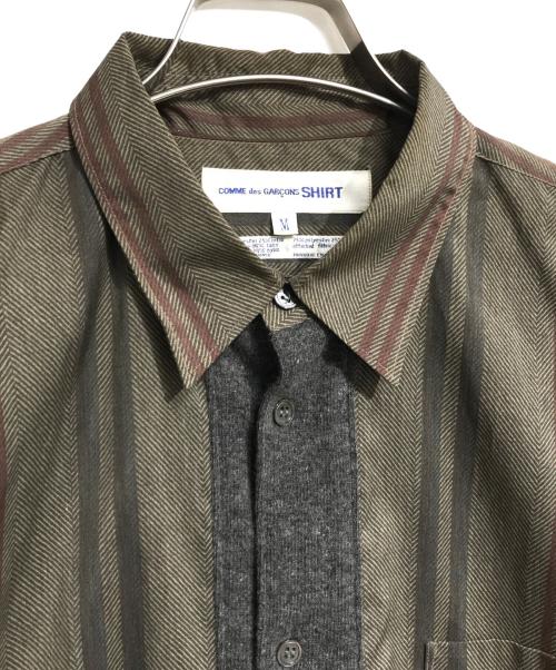 COMME des GARCONS SHIRT（コムデギャルソンシャツ）COMME des GARCONS SHIRT (コムデギャルソンシャツ) ストライプシャツ オリーブ サイズ:Mの古着・服飾アイテム