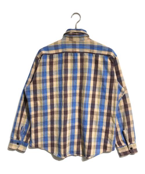 FIVE BROTHER（ファイブブラザー）FIVE BROTHER (ファイブブラザー) ヘビーネルシャツ ベージュ×ブルー サイズ:Lの古着・服飾アイテム