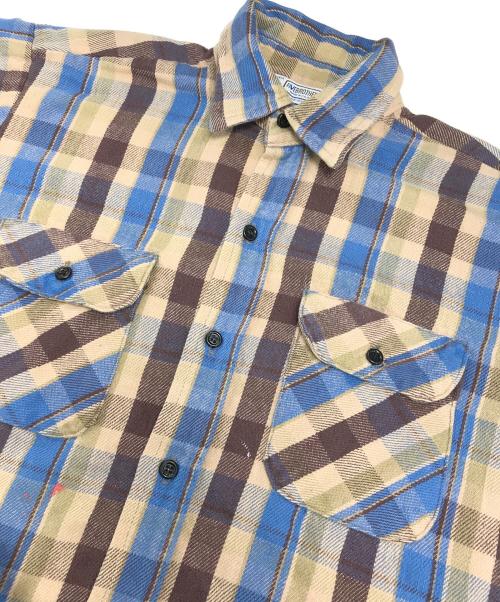 FIVE BROTHER（ファイブブラザー）FIVE BROTHER (ファイブブラザー) ヘビーネルシャツ ベージュ×ブルー サイズ:Lの古着・服飾アイテム