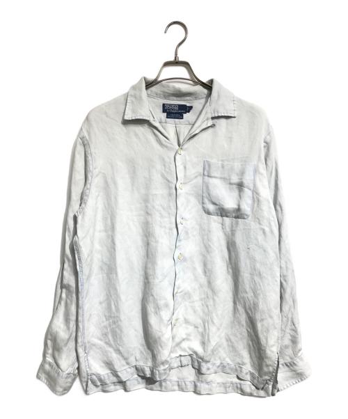 POLO RALPH LAUREN（ポロ・ラルフローレン）POLO RALPH LAUREN (ポロ・ラルフローレン) シルクリネンオープンカラーシャツ スカイブルー サイズ:Mの古着・服飾アイテム