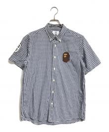 A BATHING APE（アベイシングエイプ）の古着「ワッペンギンガムチェックシャツ」｜ブラック