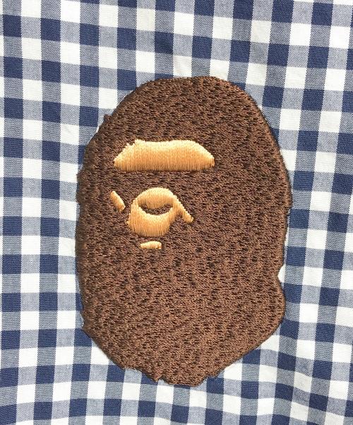 A BATHING APE（アベイシングエイプ）A BATHING APE (アベイシングエイプ) ワッペンギンガムチェックシャツ ブラック サイズ:Mの古着・服飾アイテム
