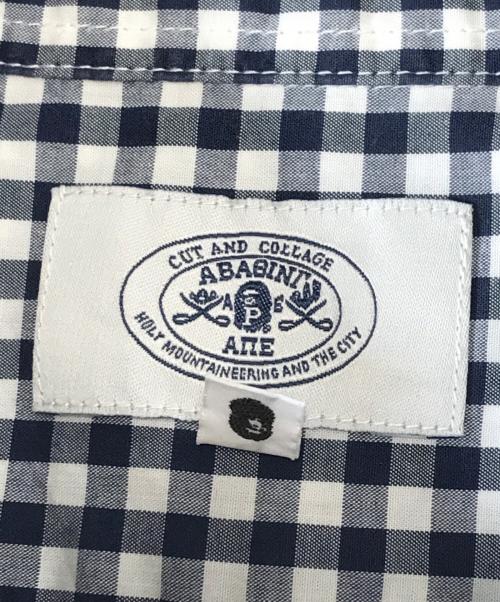 A BATHING APE（アベイシングエイプ）A BATHING APE (アベイシングエイプ) ワッペンギンガムチェックシャツ ブラック サイズ:Mの古着・服飾アイテム