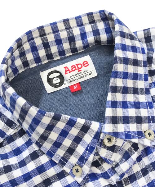 A BATHING APE（アベイシングエイプ）A BATHING APE (アベイシングエイプ) チェックシャツ ブルー サイズ:Mの古着・服飾アイテム