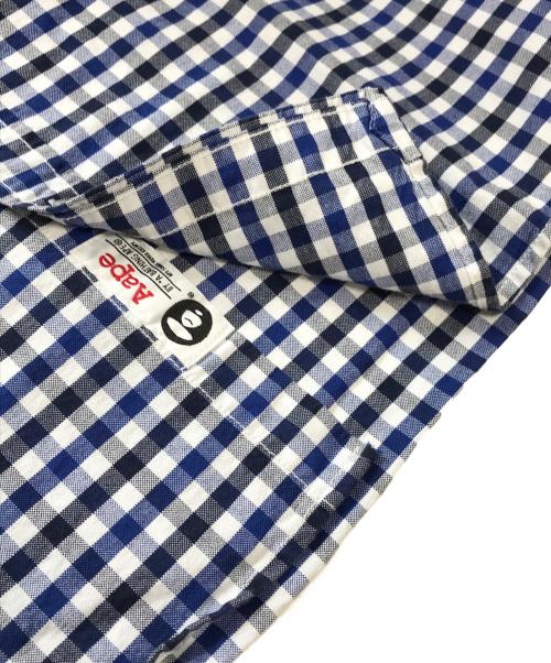 A BATHING APE（アベイシングエイプ）A BATHING APE (アベイシングエイプ) チェックシャツ ブルー サイズ:Mの古着・服飾アイテム