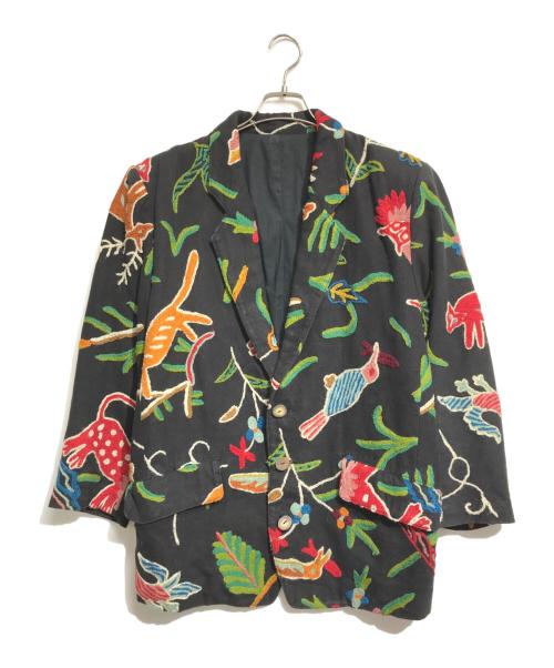 IS ISSEY MIYAKE（アイエスイッセイミヤケ）IS ISSEY MIYAKE (アイエスイッセイミヤケ) 刺繍ジャケット ブラック サイズ:9の古着・服飾アイテム