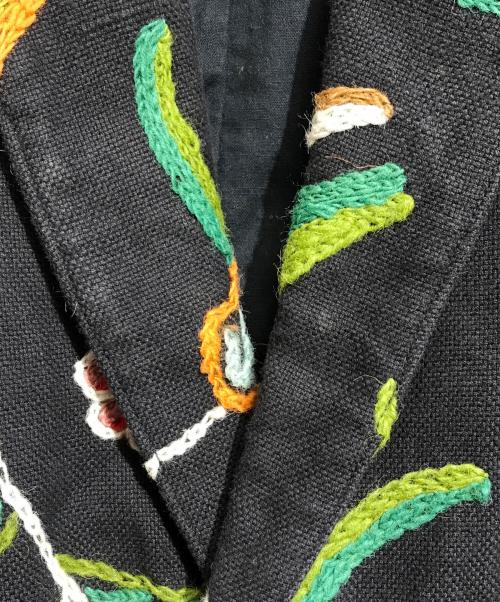 IS ISSEY MIYAKE（アイエスイッセイミヤケ）IS ISSEY MIYAKE (アイエスイッセイミヤケ) 刺繍ジャケット ブラック サイズ:9の古着・服飾アイテム