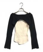 ANDMARYアンドマリー）の古着「Bebe ribbon set tops」｜ベージュ×ブラック