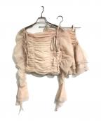 M ME EMEエムミーエメ）の古着「Chiffon mesh gathered setup」｜ベージュ