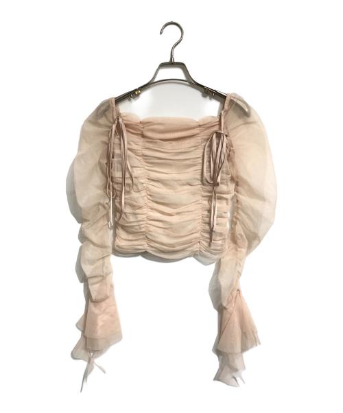 M ME EME（エムミーエメ）M ME EME (エムミーエメ) Chiffon mesh gathered setup ベージュ サイズ:表記なしの古着・服飾アイテム