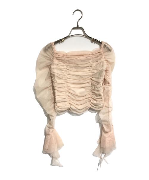 M ME EME（エムミーエメ）M ME EME (エムミーエメ) Chiffon mesh gathered setup ベージュ サイズ:表記なしの古着・服飾アイテム