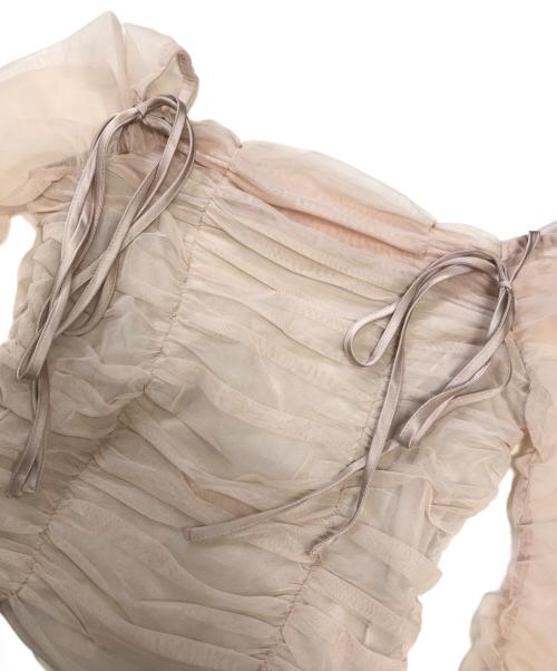 M ME EME（エムミーエメ）M ME EME (エムミーエメ) Chiffon mesh gathered setup ベージュ サイズ:表記なしの古着・服飾アイテム