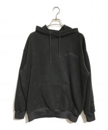 CRONOS（クロノス）の古着「Arm Embroidery Suede Hoodie」｜ブラック
