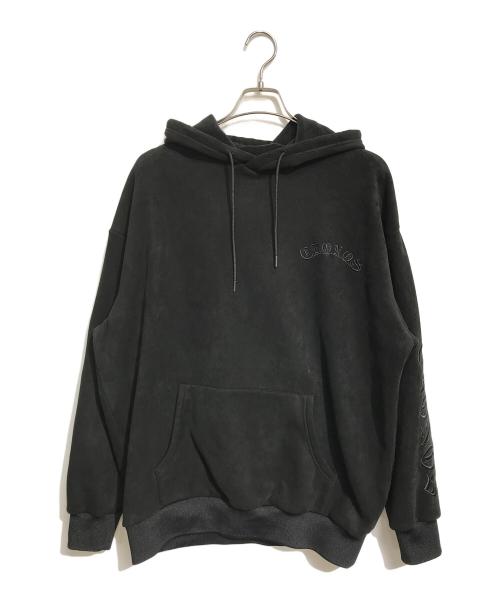 CRONOS（クロノス）CRONOS (クロノス) Arm Embroidery Suede Hoodie ブラック サイズ:Lの古着・服飾アイテム