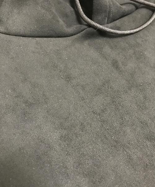 CRONOS（クロノス）CRONOS (クロノス) Arm Embroidery Suede Hoodie ブラック サイズ:Lの古着・服飾アイテム
