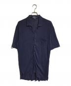 POLO RALPH LAURENポロ・ラルフローレン）の古着「半袖オープンカラーリネンシャツ」｜ネイビー