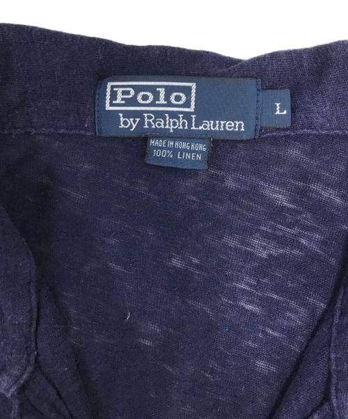 POLO RALPH LAUREN（ポロ・ラルフローレン）POLO RALPH LAUREN (ポロ・ラルフローレン) 半袖オープンカラーリネンシャツ ネイビー サイズ:Lの古着・服飾アイテム
