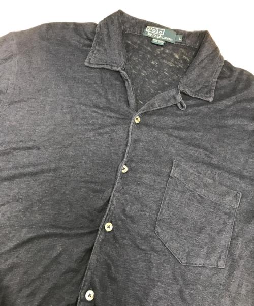 POLO RALPH LAUREN（ポロ・ラルフローレン）POLO RALPH LAUREN (ポロ・ラルフローレン) 半袖オープンカラーリネンシャツ ネイビー サイズ:Lの古着・服飾アイテム
