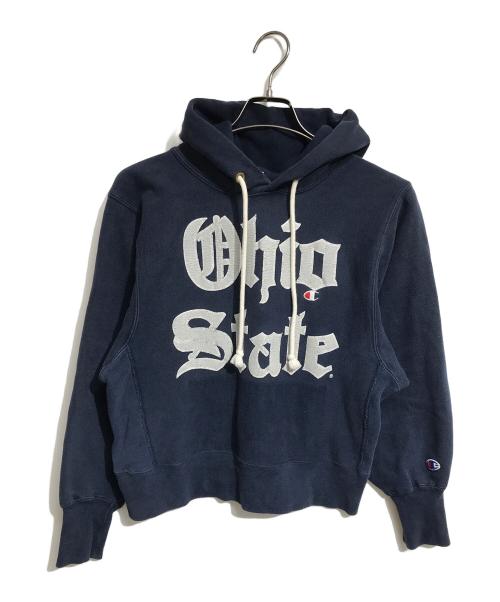 Champion（チャンピオン）Champion (チャンピオン) 2段プリントリバースウィーブパーカー ネイビー サイズ:Mの古着・服飾アイテム