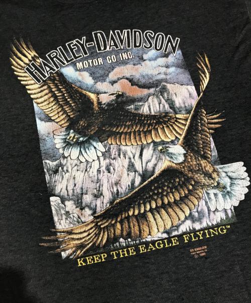 モーターサイクルTシャツ（モーターサイクルTシャツ）モーターサイクルTシャツ (モーターサイクルTシャツ) 90s HARLEY-DAVIDSON(ハーレーダビッドソン) プリントTシャツ ブラック サイズ:XLの古着・服飾アイテム
