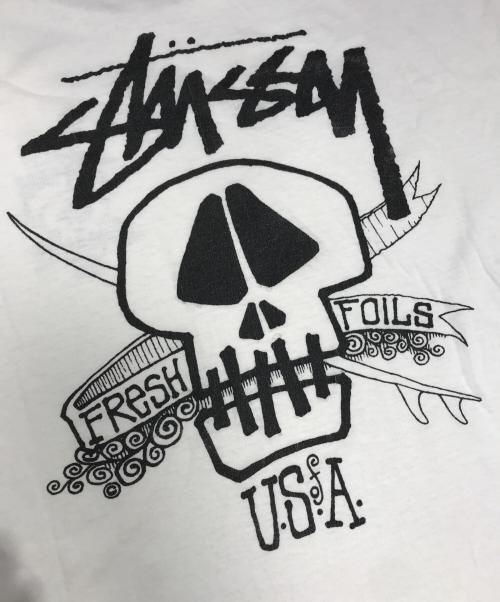 stussy（ステューシー）stussy (ステューシー) サーフスカルプリントTシャツ ホワイト サイズ:Mの古着・服飾アイテム