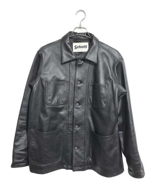 Schott（ショット）Schott (ショット) レザーカバーオール ブラック サイズ:Mの古着・服飾アイテム