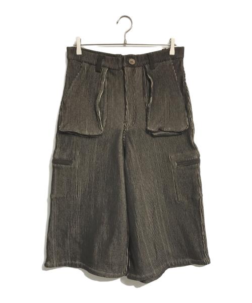 ISA BOULDER（イザボールダー）ISA BOULDER (イザボールダー) クロップドニットカーゴショーツ ブラウン サイズ:Mの古着・服飾アイテム