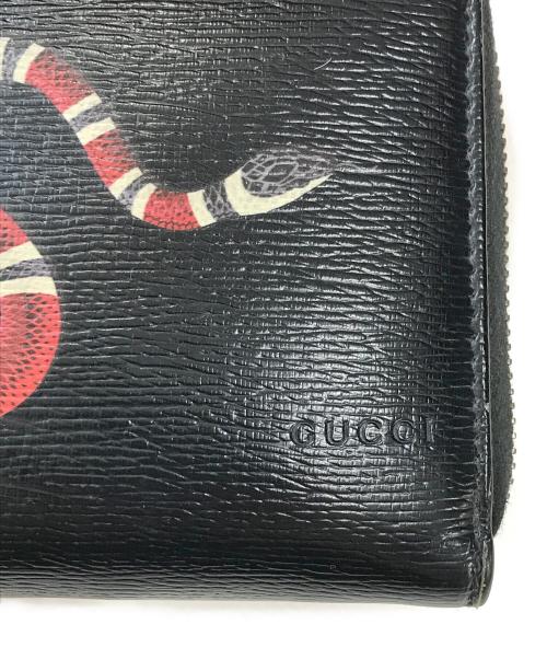 GUCCI（グッチ）GUCCI (グッチ) スネークラウンドジップウォレット ブラック サイズ:表記なしの古着・服飾アイテム