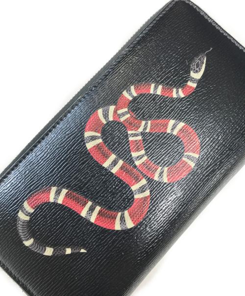 GUCCI（グッチ）GUCCI (グッチ) スネークラウンドジップウォレット ブラック サイズ:表記なしの古着・服飾アイテム